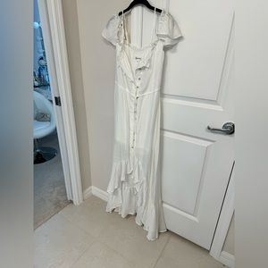 White button up Maxi dress with removable straps.